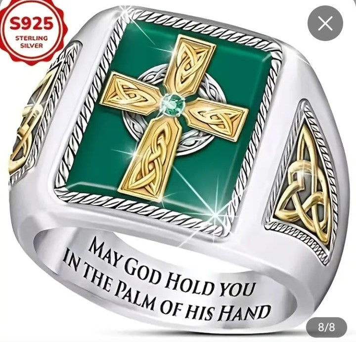 Vintage S-925 Irish Celtic Cross Ring