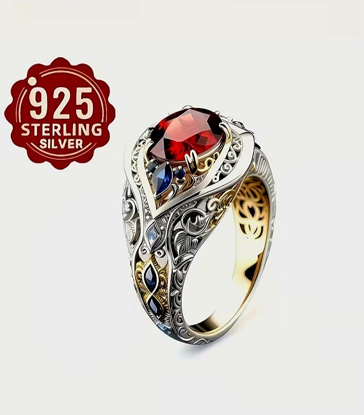 Women's Red Two Toned 5A Stone Ring