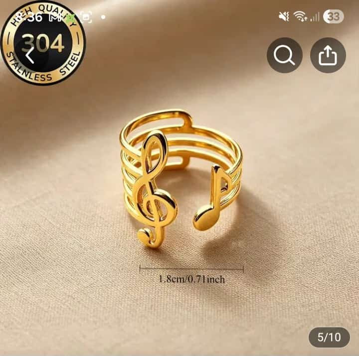 Women's Stainless Steel Gold Plated Open End Ring